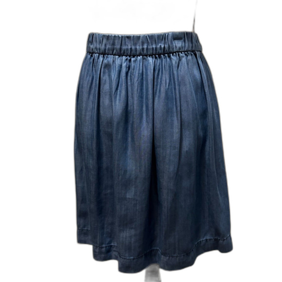 Gap 1969 Lyocell Chambray Blue Skirt Pull On Waist Pockets Twee Girly Size XL - Picture 3 of 5